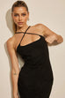 Aston black midi dress